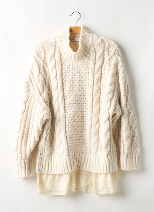 Pull tunique beige ZARA pour femme