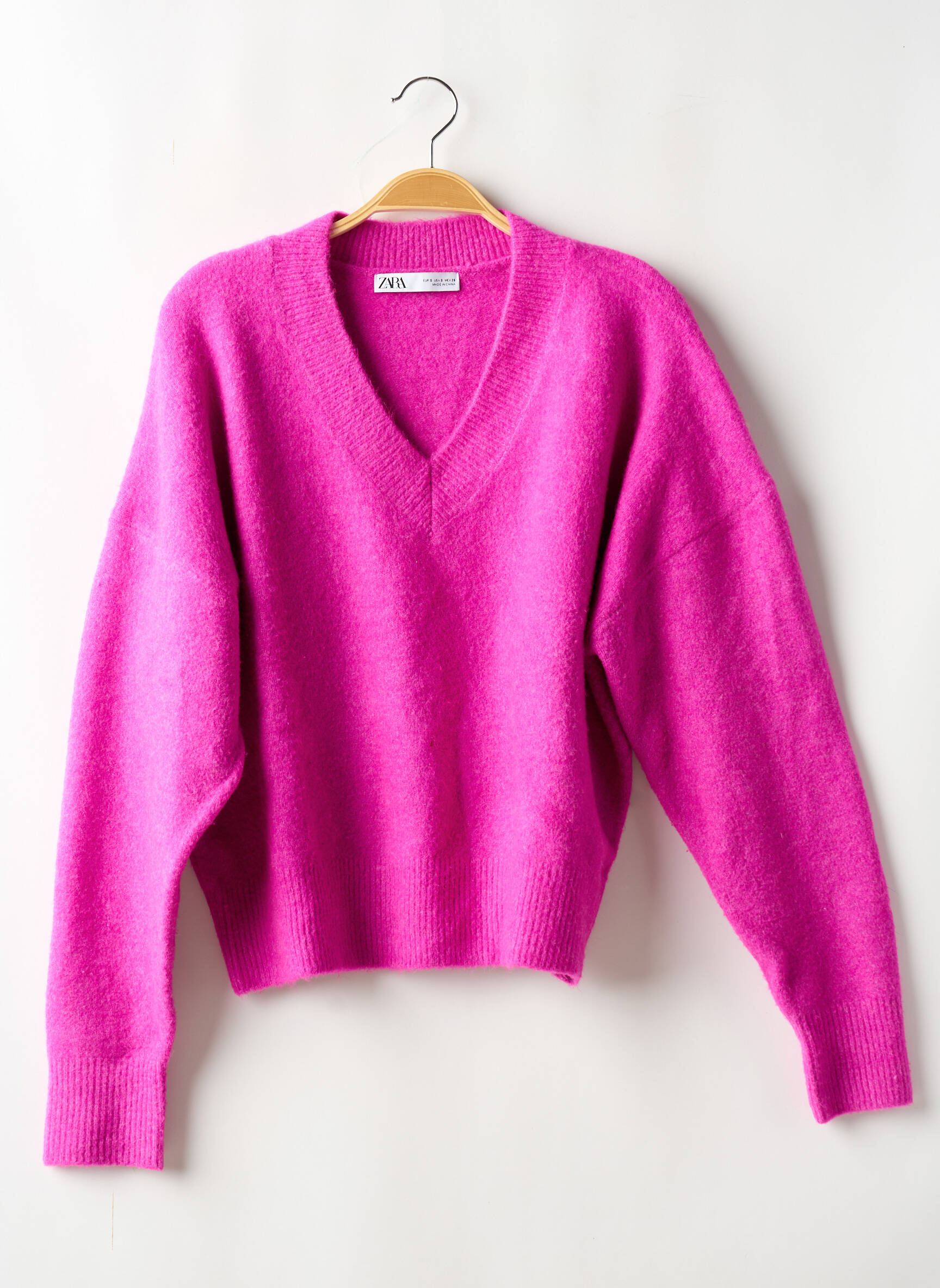 Pull Col V Rose Zara Femme 2588663-rose00 Modz