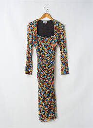 Robe mi-longue imprimé fleurs manches longues noir GANNI femme