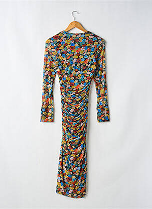 Robe mi-longue imprimé fleurs manches longues noir GANNI femme