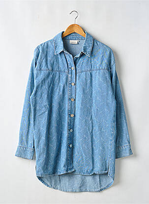 Tunique manches longues col chemisier bleu GESTUZ femme