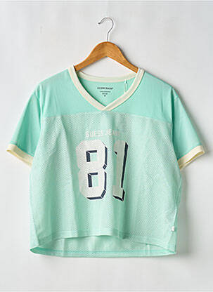 T-shirt col v manches courtes vert GUESS femme