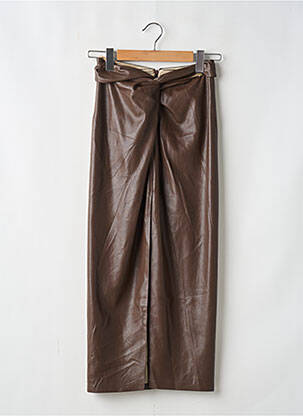 Jupe longue fermeture zippée au dos marron NANUSHKA femme
