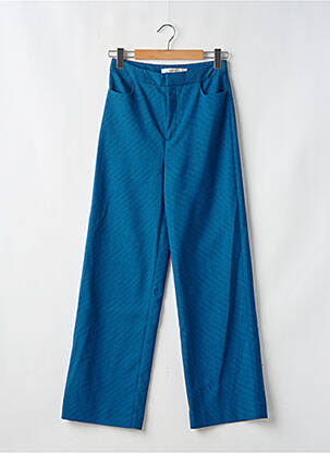 Pantalon droit tissage crêpe taille haute bleu GESTUZ femme