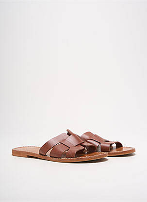 Mules/sabots matière lisse talon plat jusqu'à 3cm marron JONAK femme