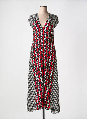 Robe longue manches courtes manches courtes rouge APRIL VINTAGE femme