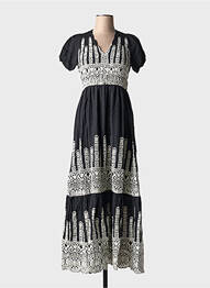 Robe longue manches courtes manches courtes noir JUBYLEE femme