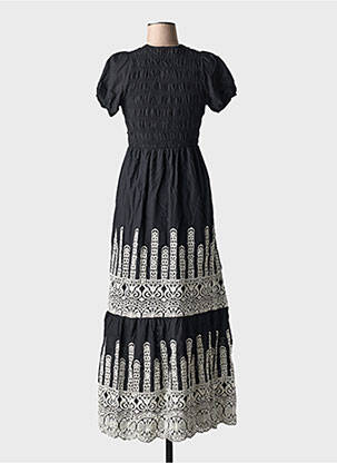 Robe longue manches courtes manches courtes noir JUBYLEE femme