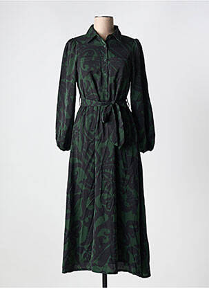 Robe longue manches longues manches longues vert LILIE ROSE femme