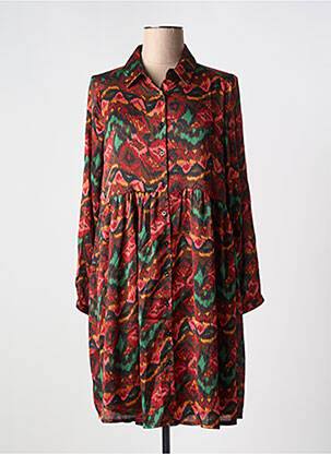 Robe courte manches longues manches longues rouge LILIE PLUS femme