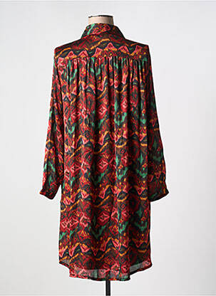 Robe courte coupe fluide manches longues rouge LILIE ROSE femme