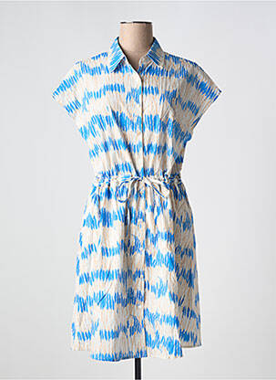Robe mi-longue imprimé fantaisie manches courtes bleu IT HIPPIE femme