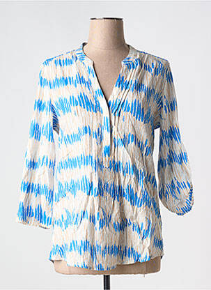 Blouse tissage popeline manches 3/4 bleu IT HIPPIE femme