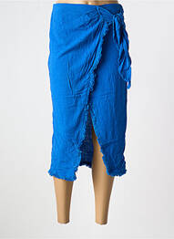 Jupe mi-longue fermeture zip latéral bleu JUBYLEE femme