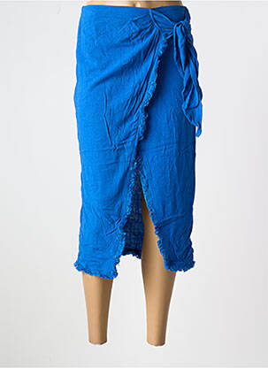 Jupe mi-longue fermeture zip latéral bleu JUBYLEE femme