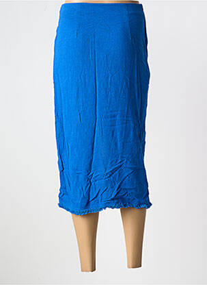 Jupe mi-longue fermeture zip latéral bleu JUBYLEE femme