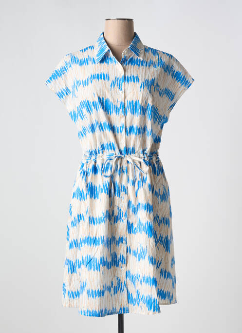 Robe mi-longue imprimé fantaisie manches courtes bleu IT HIPPIE femme