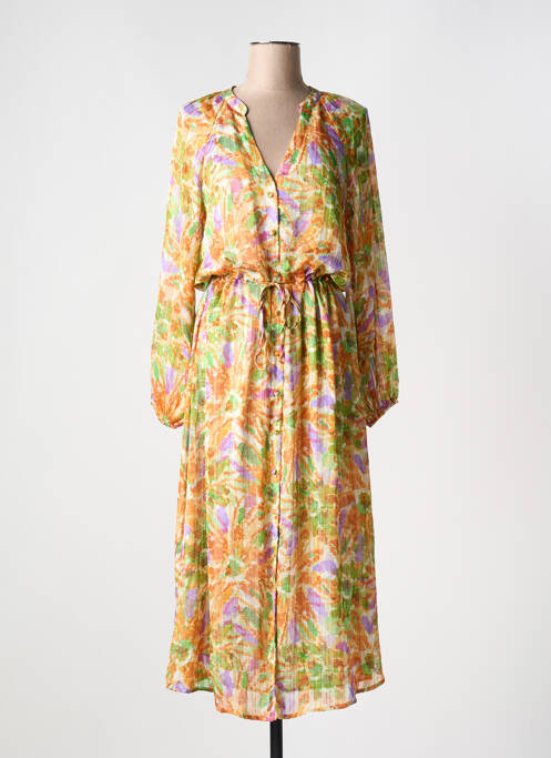 Robe mi-longue orange IVIVI pour femme