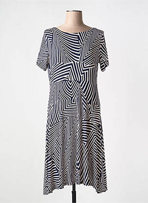 Robe mi-longue manches courtes manches courtes bleu MARBLE femme