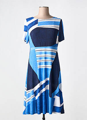 Robe mi-longue imprimé fantaisie manches courtes bleu MARBLE femme