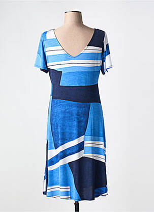 Robe mi-longue imprimé fantaisie manches courtes bleu MARBLE femme