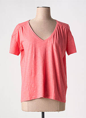 T-shirt col v manches courtes rose ARMOR LUX femme