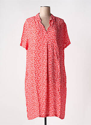 Robe mi-longue tissage crêpe manches courtes rouge VERA MONT femme