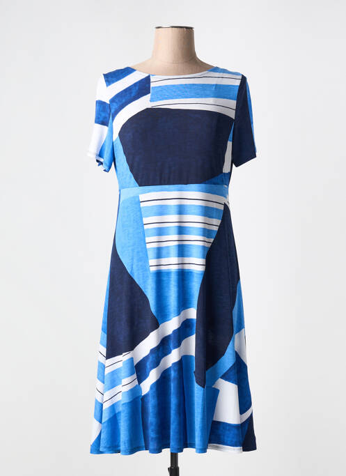 Robe mi-longue imprimé fantaisie manches courtes bleu MARBLE femme