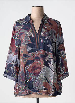 Blouse tissage popeline manches 3/4 bleu BETTY BARCLAY femme