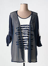 Top tissage jersey manches courtes bleu FRANK WALDER femme
