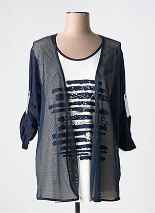 Top tissage jersey manches courtes bleu FRANK WALDER femme