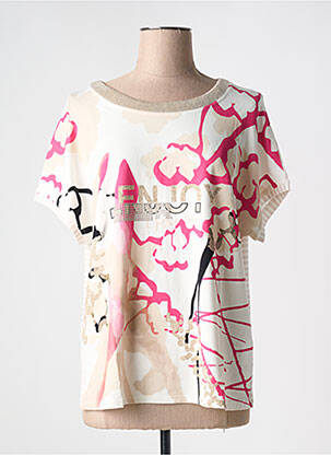 T-shirt imprimé fantaisie manches courtes beige FRANK WALDER femme