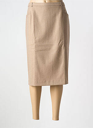Jupe mi-longue taille à pinces marron WEINBERG femme