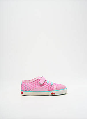 Baskets fermeture scratch bout rond rose SEE KAI RUN fille