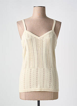 Pull maille ajourée fines bretelles beige JENSEN femme