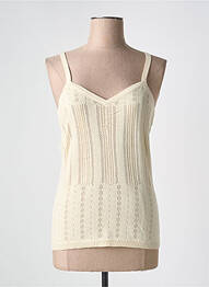 Pull maille ajourée fines bretelles beige JENSEN femme