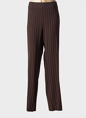 Pantalon droit taille à pinces taille haute marron IDEE DI CALINE femme