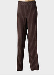 Pantalon droit tissage crêpe taille haute marron IDEE DI CALINE femme