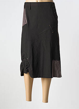 Jupe mi-longue coupe droite marron GRIFFON femme