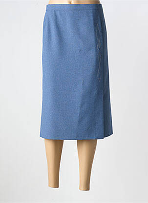 Jupe mi-longue taille à pinces bleu GRIFFON femme