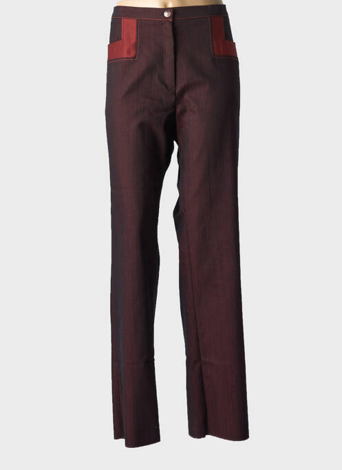 Pantalon droit tissage crêpe taille normale orange GRIFFON femme