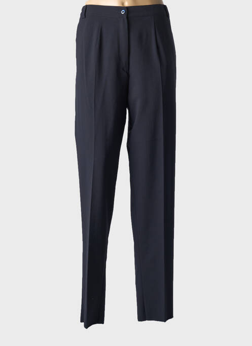 Pantalon droit tissage crêpe taille haute bleu C-B LINE WEAR femme