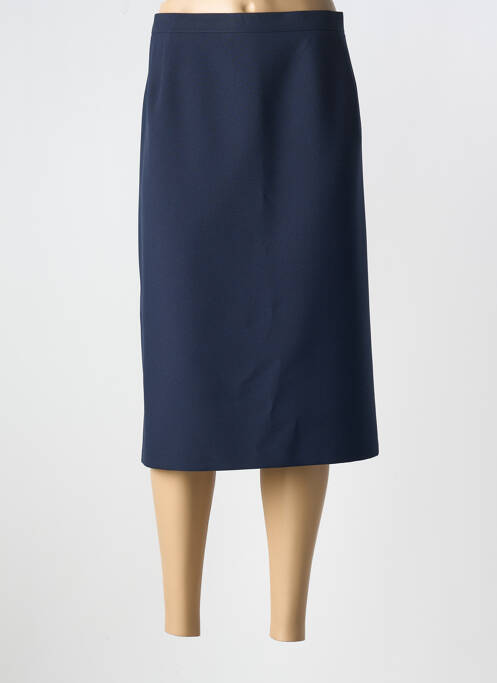 Jupe mi-longue coupe droite bleu GRIFFON femme