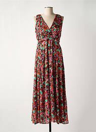Robe longue imprimé fantaisie sans manche orange LILIE ROSE femme