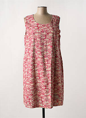 Robe mi-longue imprimé fantaisie sans manche rouge ORIENTIQUE NATURALLY femme