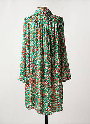 Robe mi-longue coupe fluide manches longues vert LILIE PLUS femme