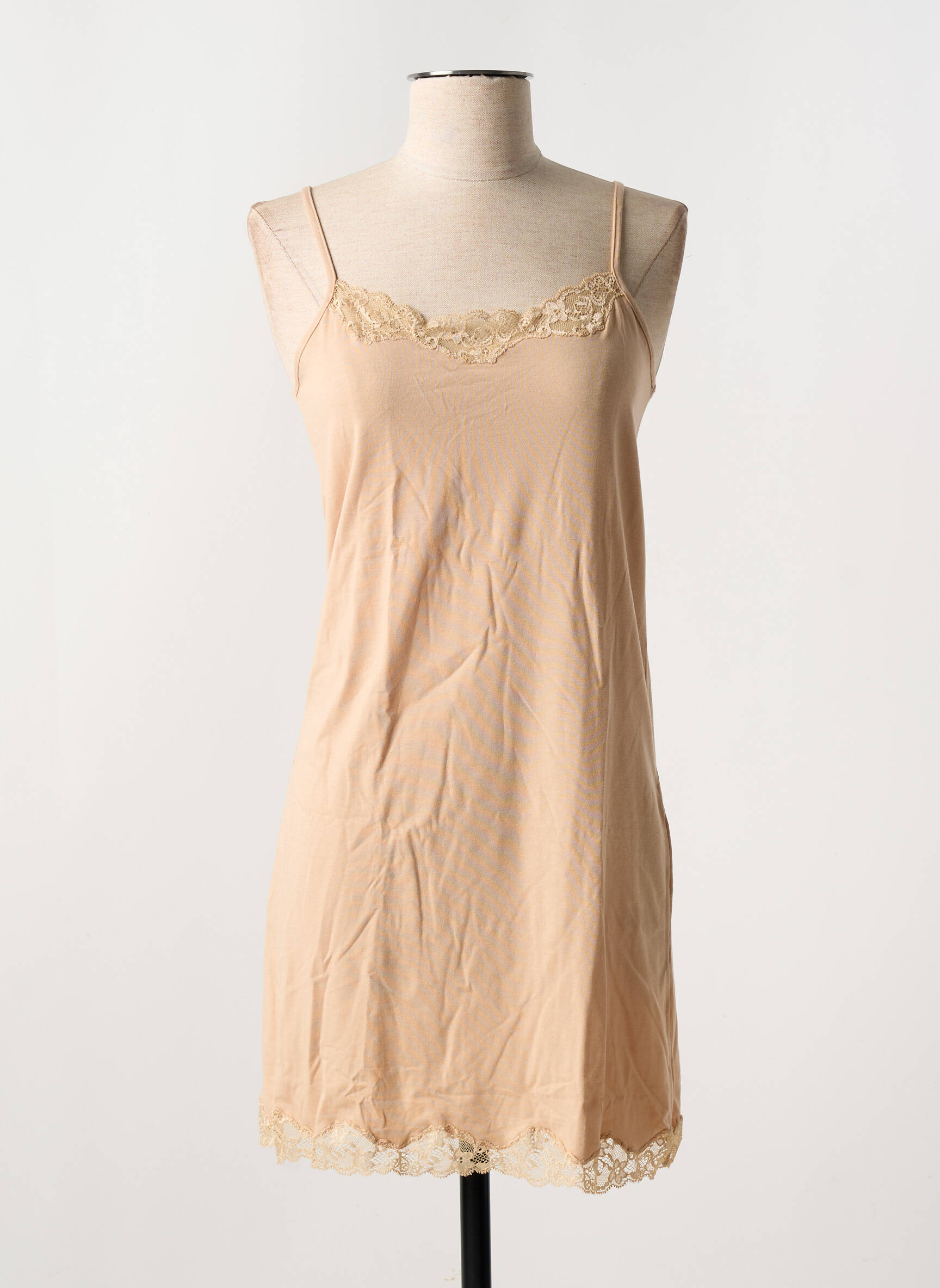 Kefiyis Jupon Court En Satin Pour Femme - Doux, Lisse Et Antistatique - Longueur Genoux - Beige - Taille M