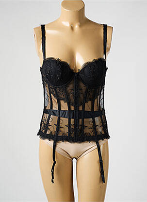 Guêpière/porte-jarretelle haut soutien-gorge moulé noir MILLESIA femme