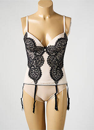Guêpière/porte-jarretelle effet matière satinée beige AMBRA femme
