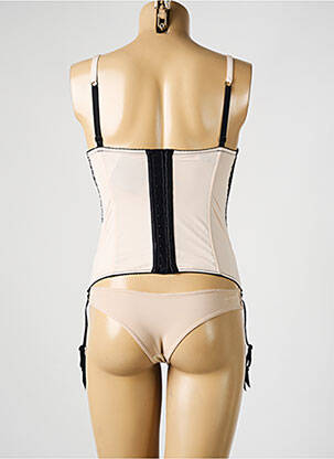 Guêpière/porte-jarretelle effet matière satinée beige AMBRA femme